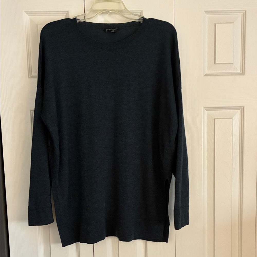 Eileen Fisher Dark Green Crew Neck Sweater